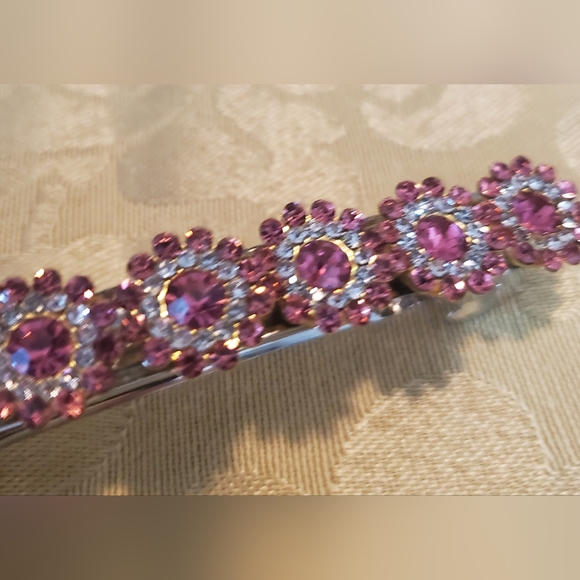Pink Rhinestone Barrett - Picture 2 of 4